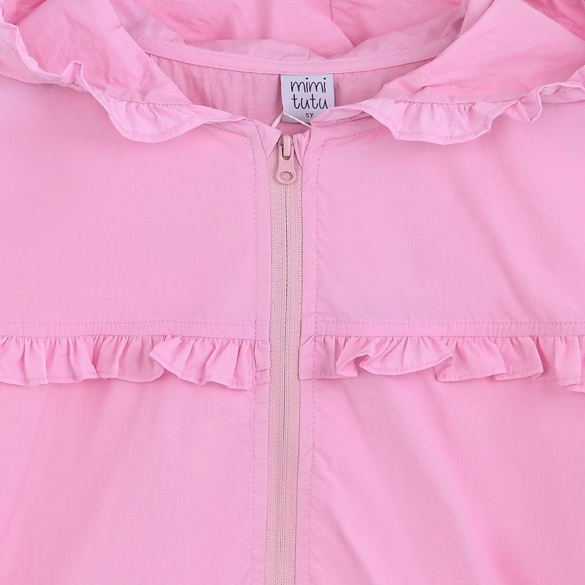 Pink Light Jacket with Ruffle Hood