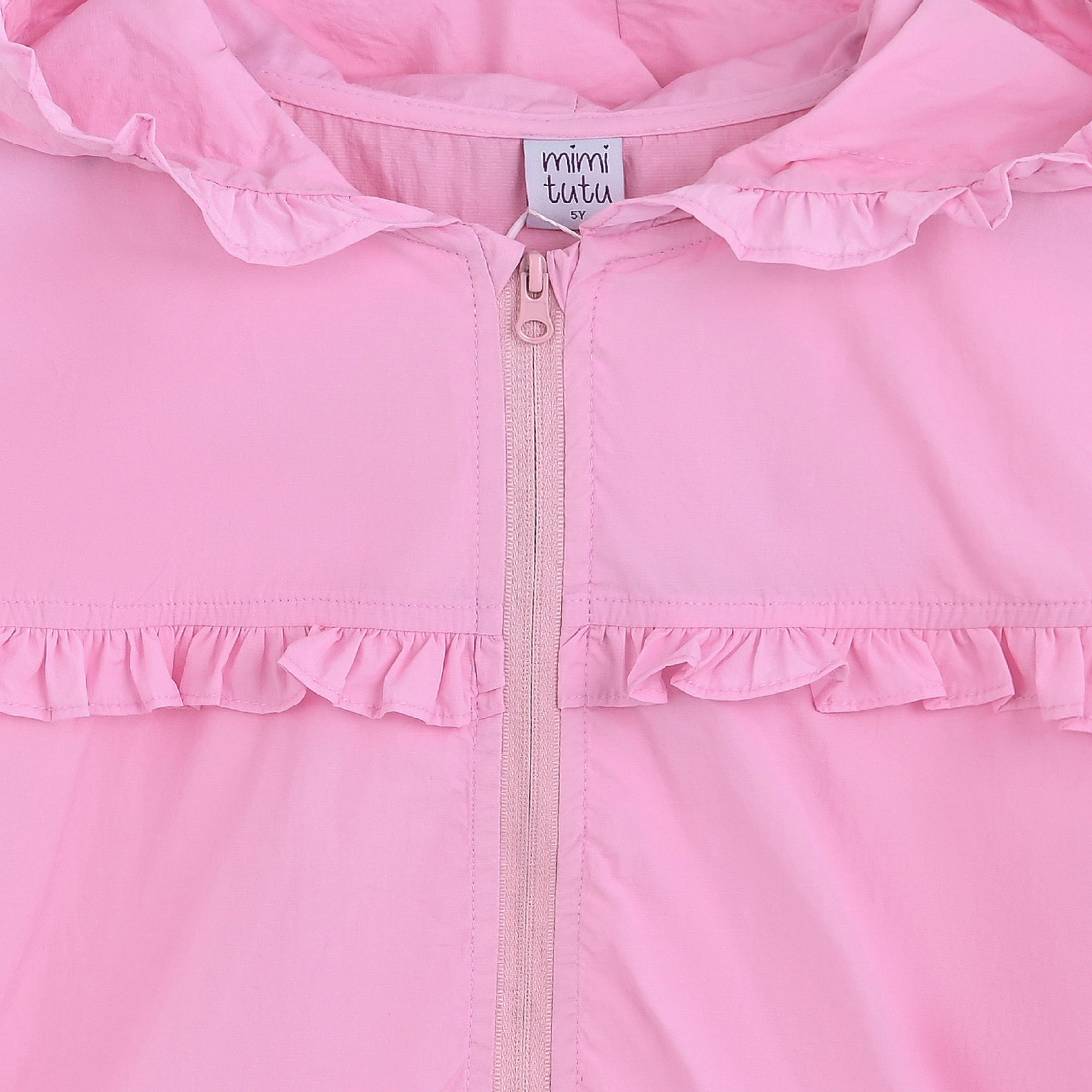 Pink Light Jacket with Ruffle Hood