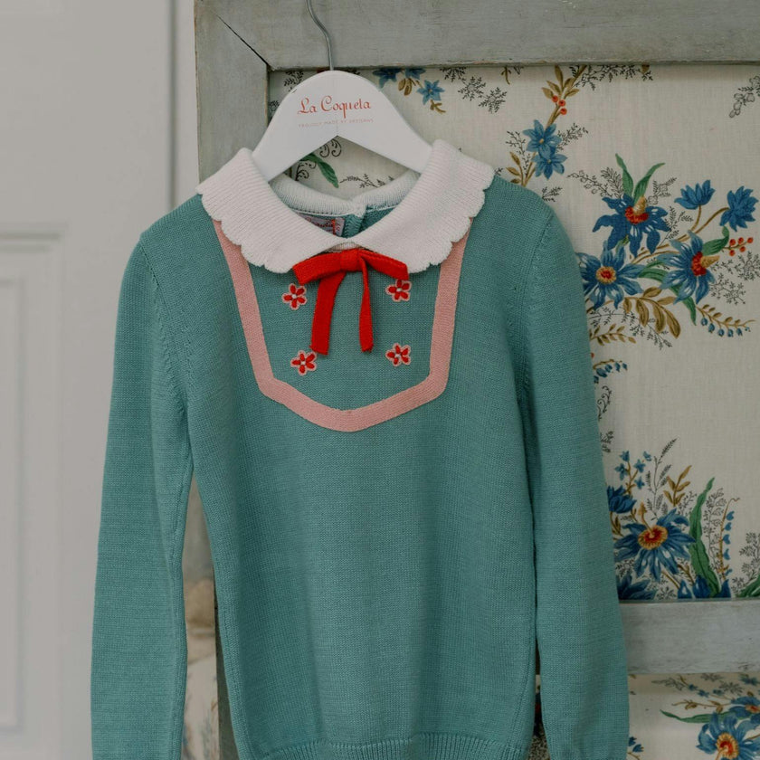 Sage Green Madena Cotton Girl Jumper