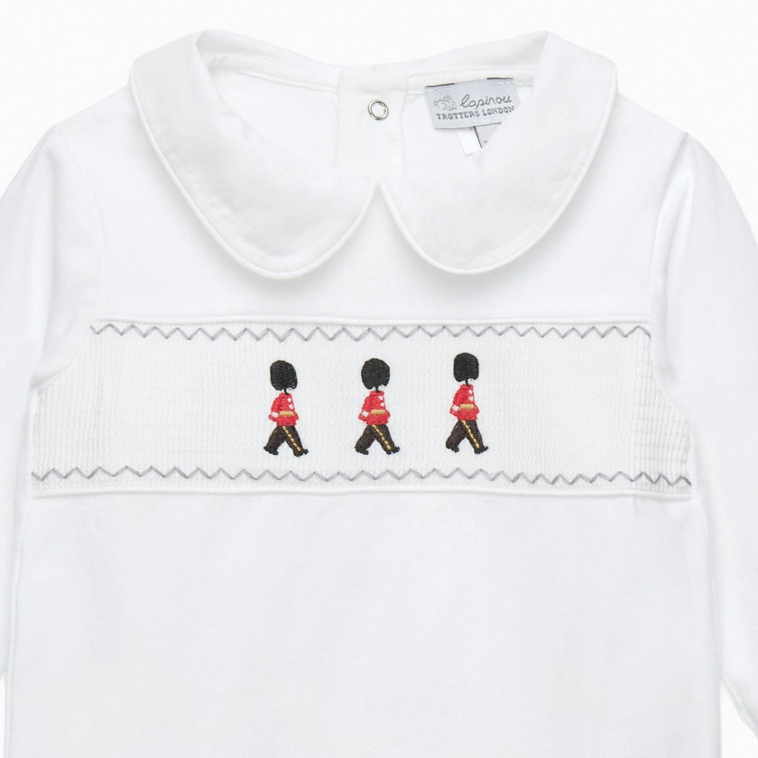 Baby Smocked Onesie in Guardsman