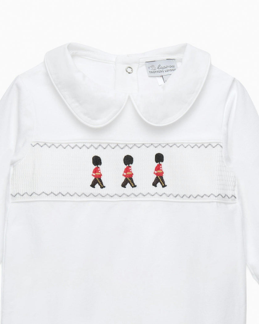 Baby Smocked Onesie in Guardsman