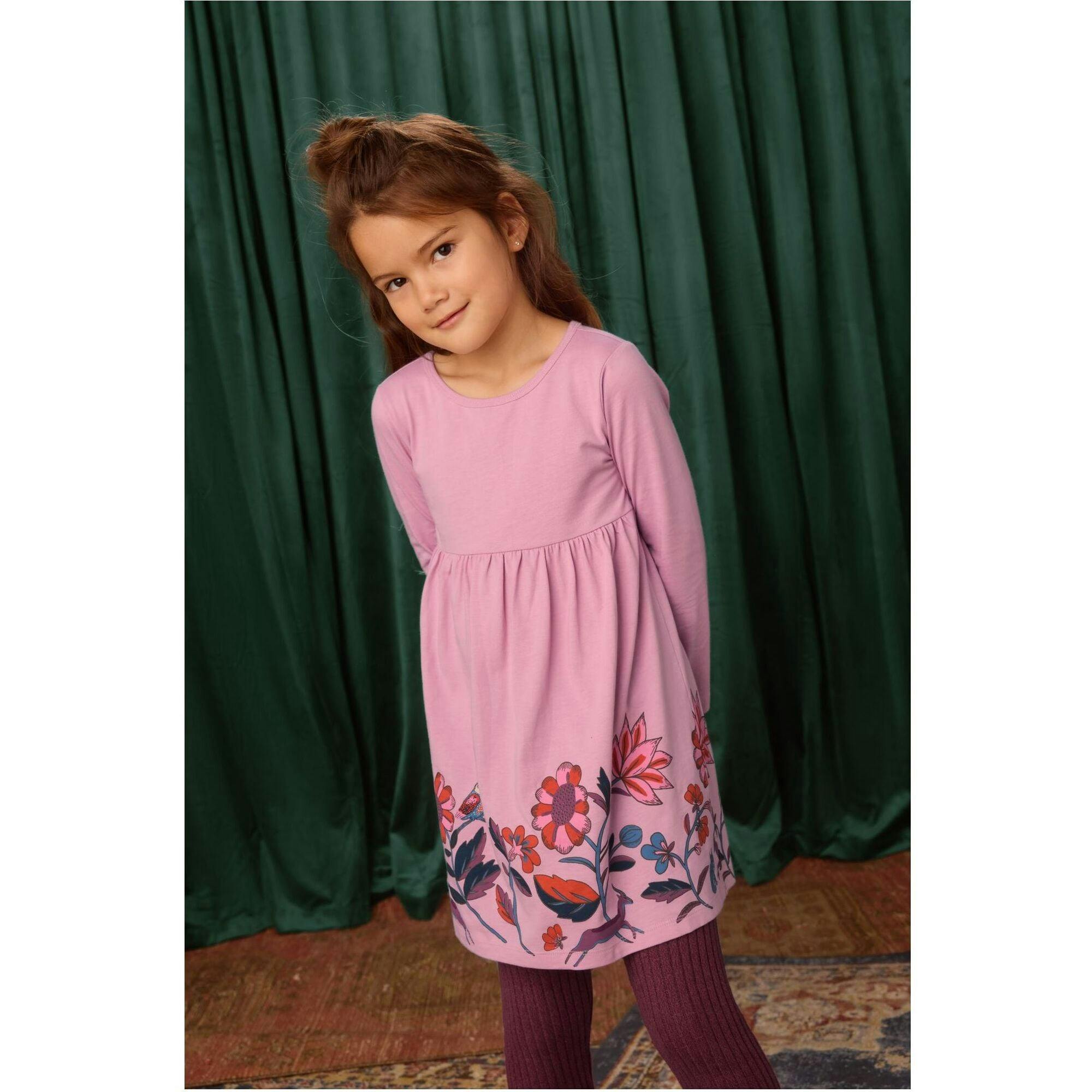 Floral Skirted Graphic Dress, Purple