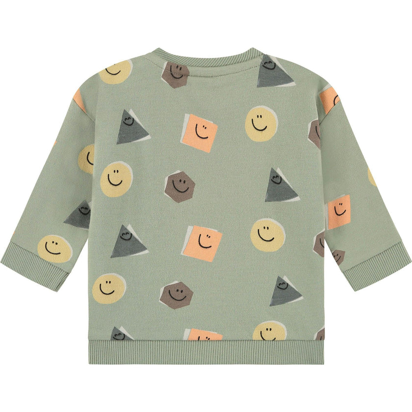 Crew Neck All-Over Animated Shapes Graphic Sweatshirt