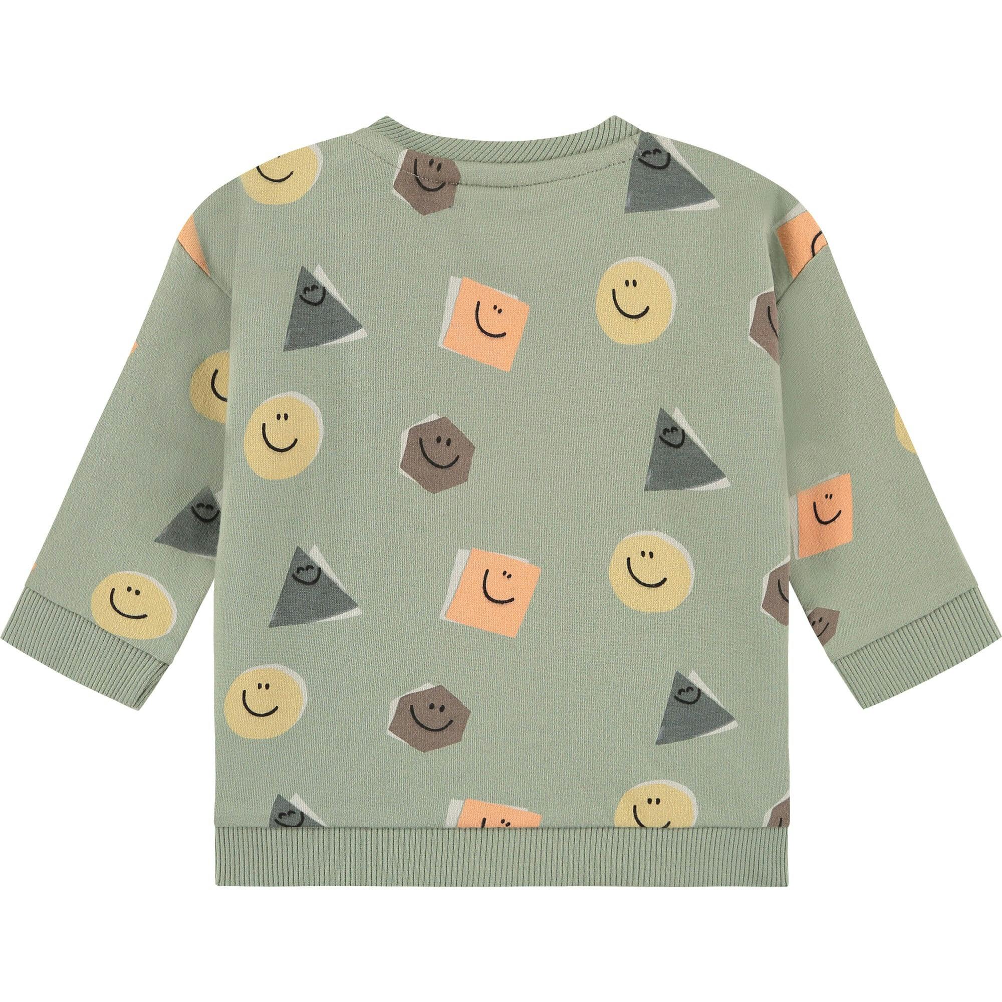 Crew Neck All-Over Animated Shapes Graphic Sweatshirt