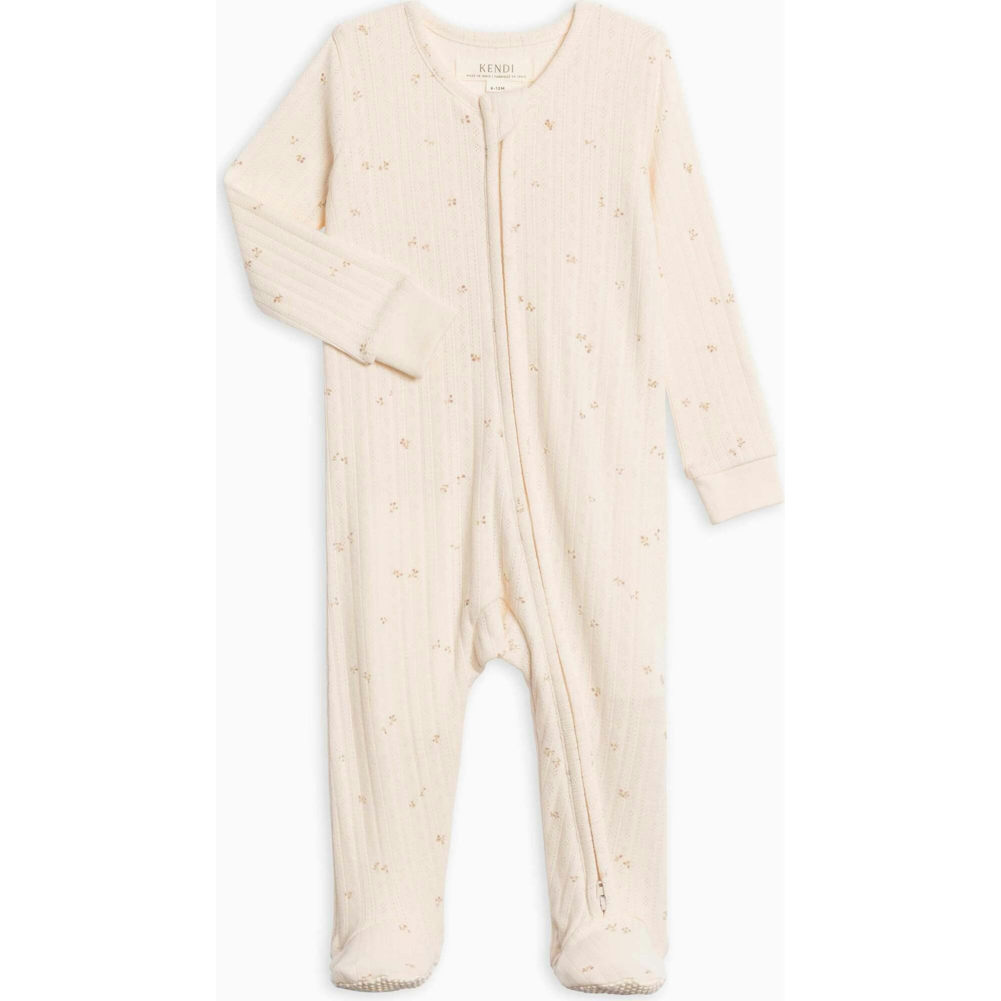 Maya Brushed Back Pointelle Footed Zipper Sleeper Haran Floral