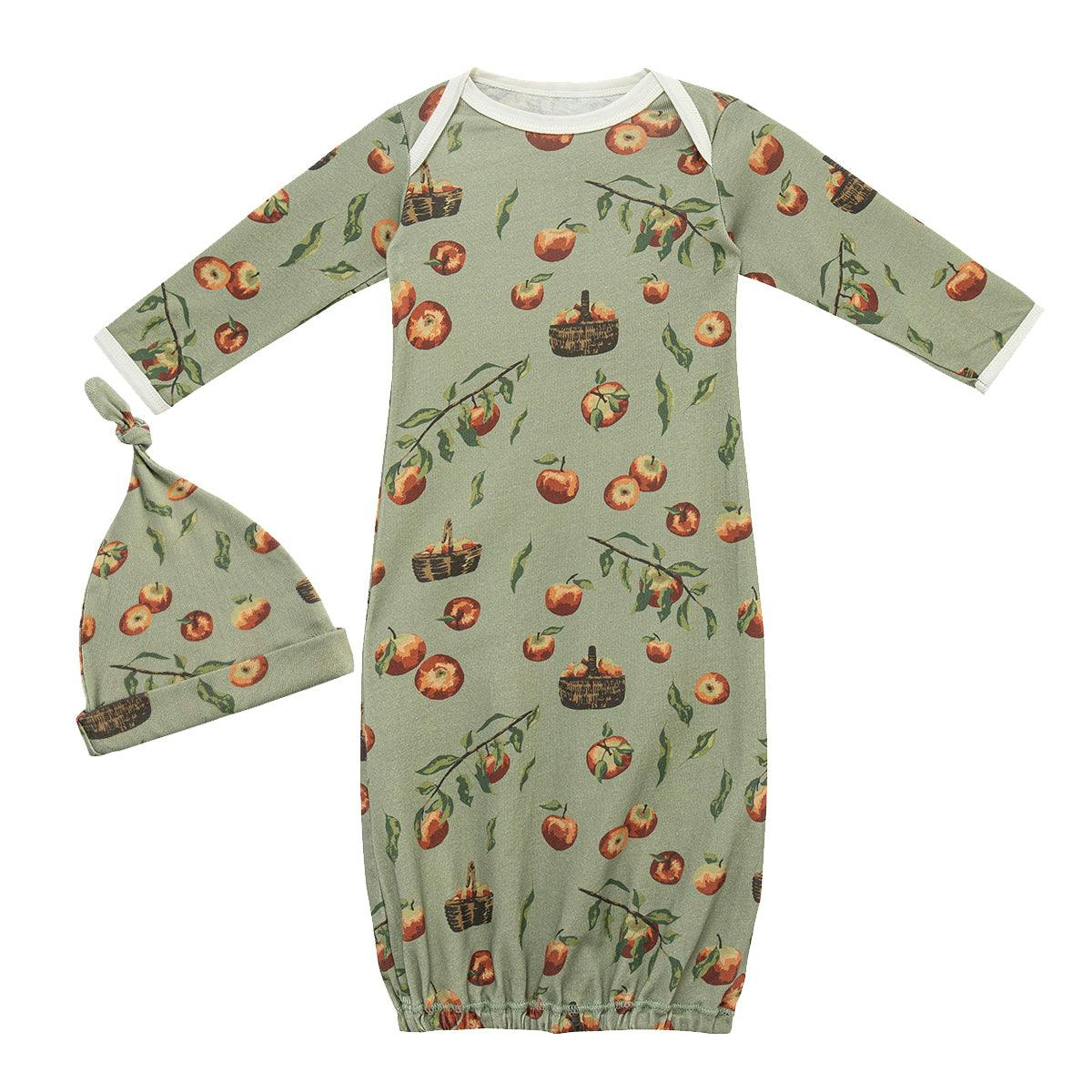 Apple Orchard Organic Cotton Newborn Gown & Hat Set