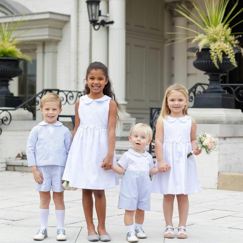 White Pique Flower Dress