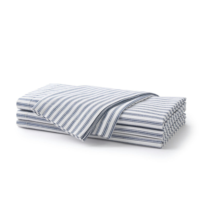 Signature Navy French Ticking Table Linen