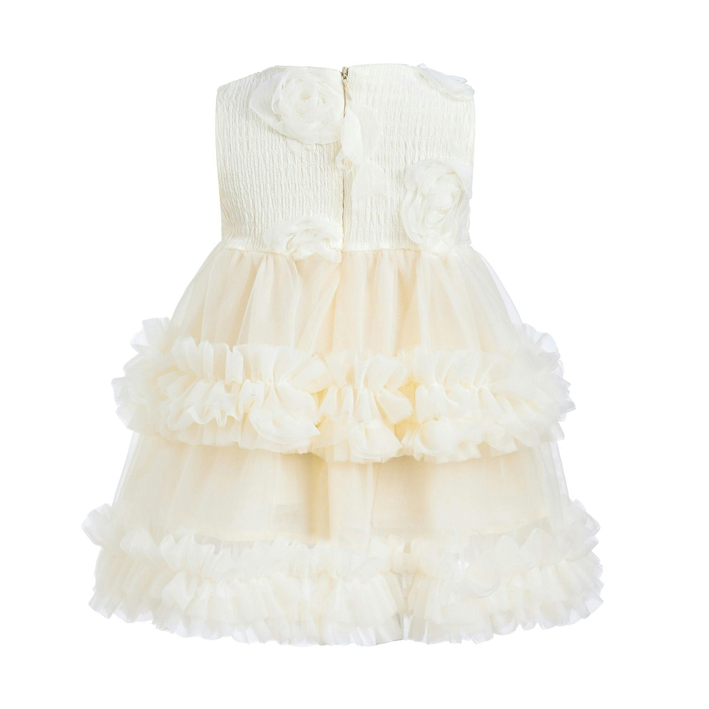 Ivory Flower Layered Tulle Dress