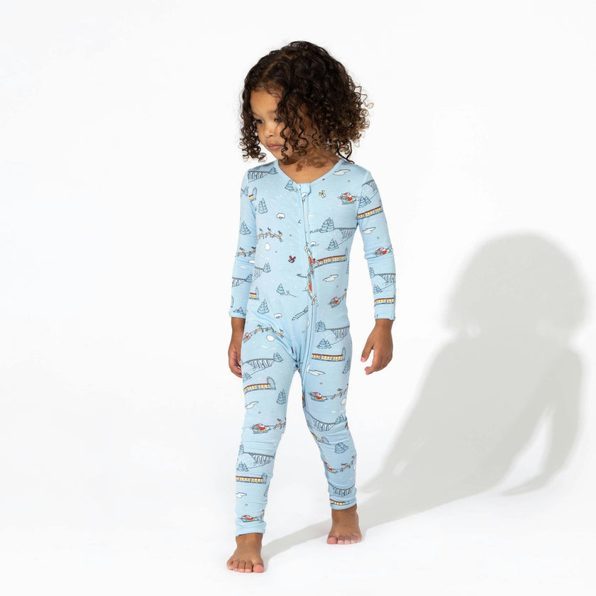 Winter Train Bamboo Convertible Footie