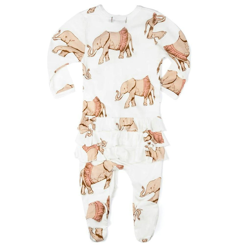 Tutu Bamboo Ruffle Zipper Footed Romper