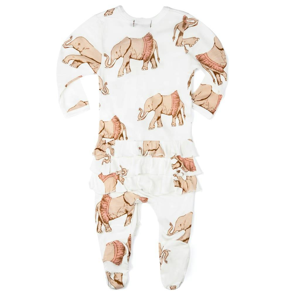 Tutu Bamboo Ruffle Zipper Footed Romper