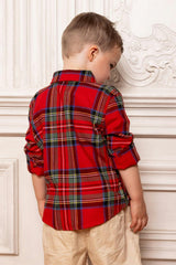 Boys John Shirt in Holiday Plaid