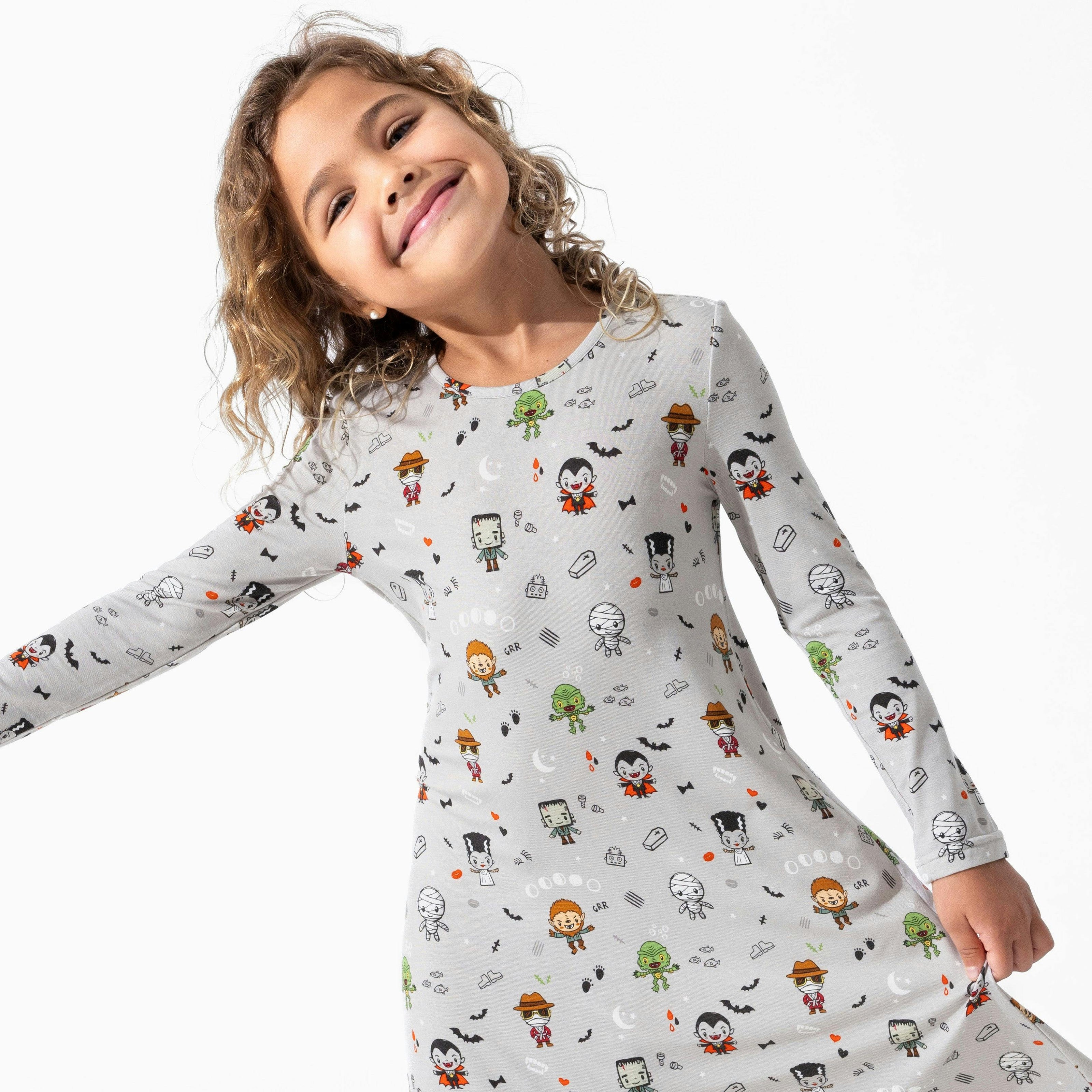 Little Monsters Bamboo Girls' Short Sleeve Dress