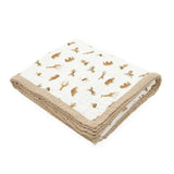 Organic Cotton Muslin Quilted Throw - Animal Crackers