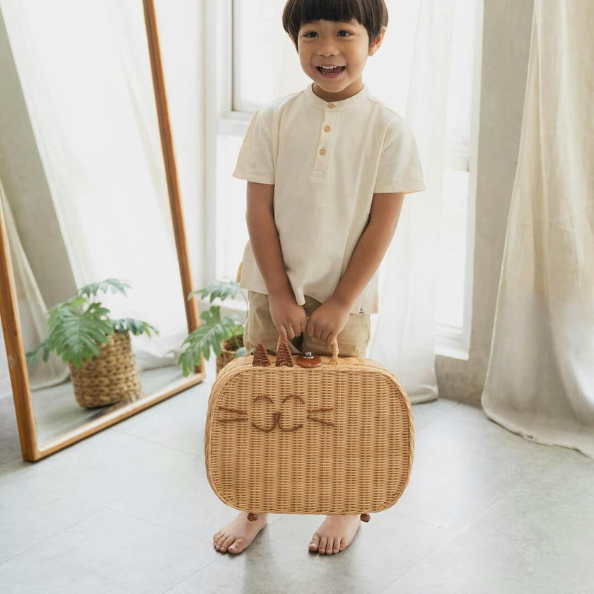 Handcrafted - Kitty Kids Suitcase - Rattan Wicker