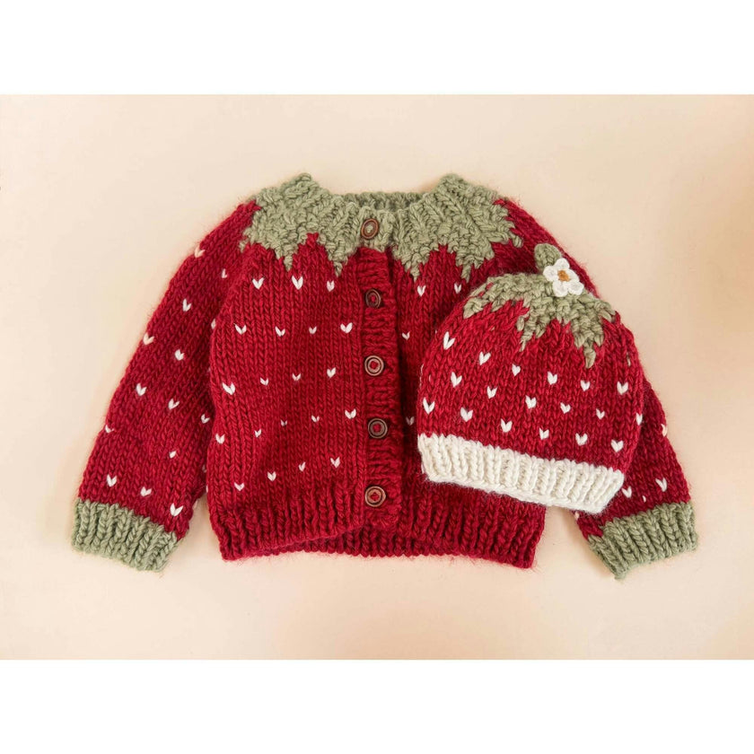 Strawberry Hat, Red and Cream