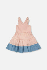 Poplin And Chambray Dress Off White And Pink Stripes