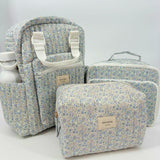 slate floral interior coated travel pouch