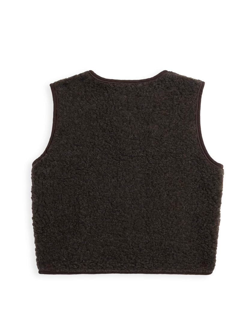 children's merino wool vest - chocolate brown