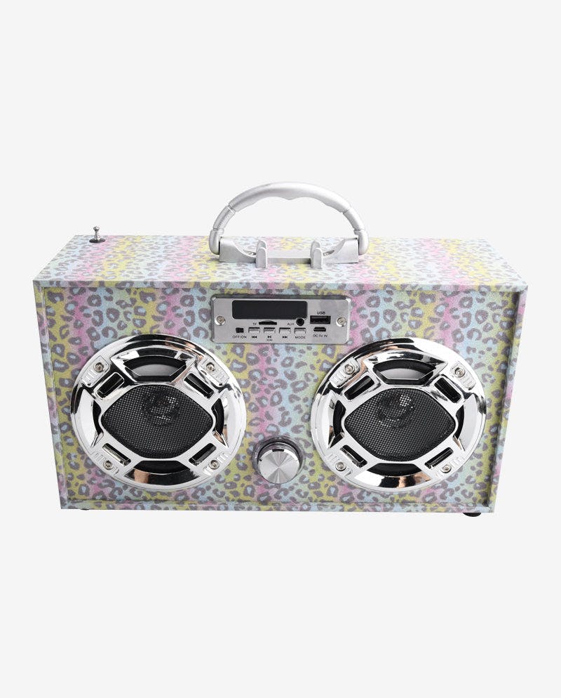 Leopard Glitter Bluetooth Boombox