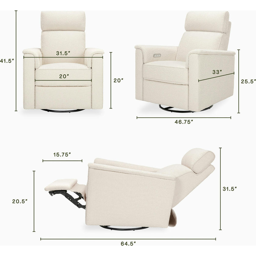 Willa Plus Power Glider Recliner w/ Power Headrest in Performance Ivory Boucle