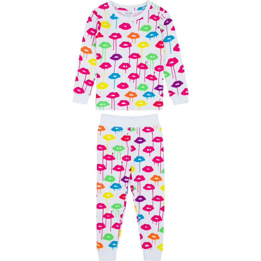 Kids Drawbertson Drippy Lips Long PJ Set - Organic Stretch Jersey Knit Cotton