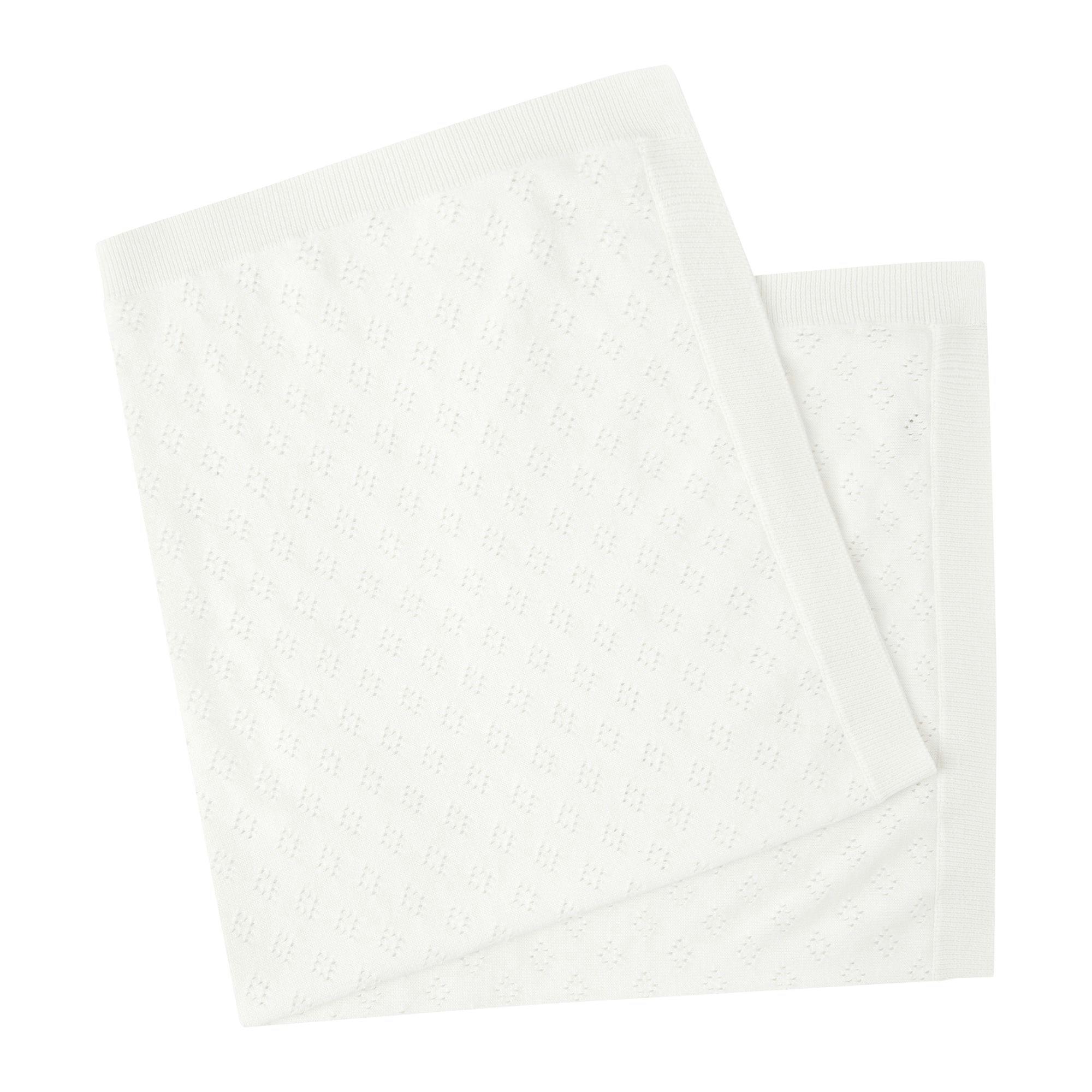 Ivory Pointelle Frill Blanket