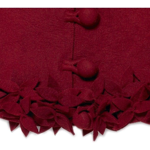 Handmade Overlapping Flowers Maroon XL Christmas Tree Skirt 72"