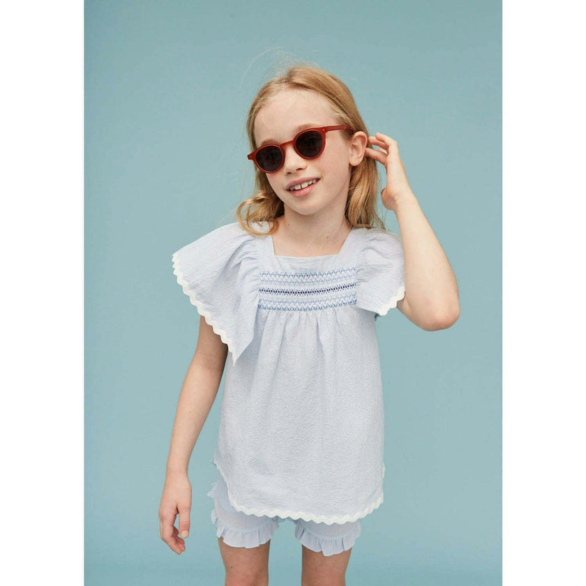 Seersucker Smocked Girl Blouse