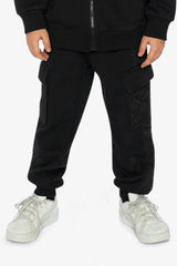 Fleece Bi-Material Sweatpants With Pockets Black