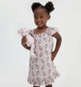 The Tiny Lucinda Dress - Peony Scallop Stripe Pink