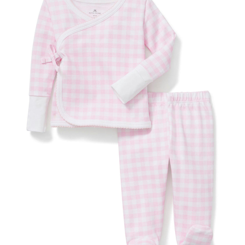 Baby Pima Wrap Set in Pink Gingham