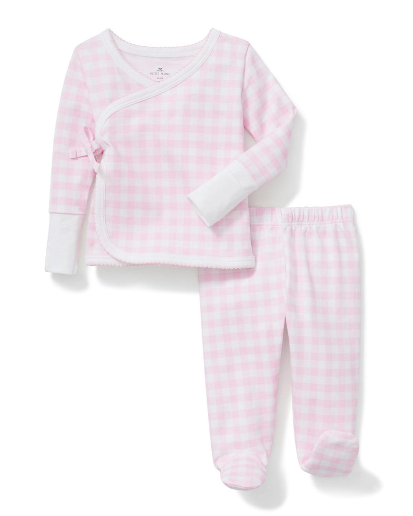 Baby Pima Wrap Set in Pink Gingham