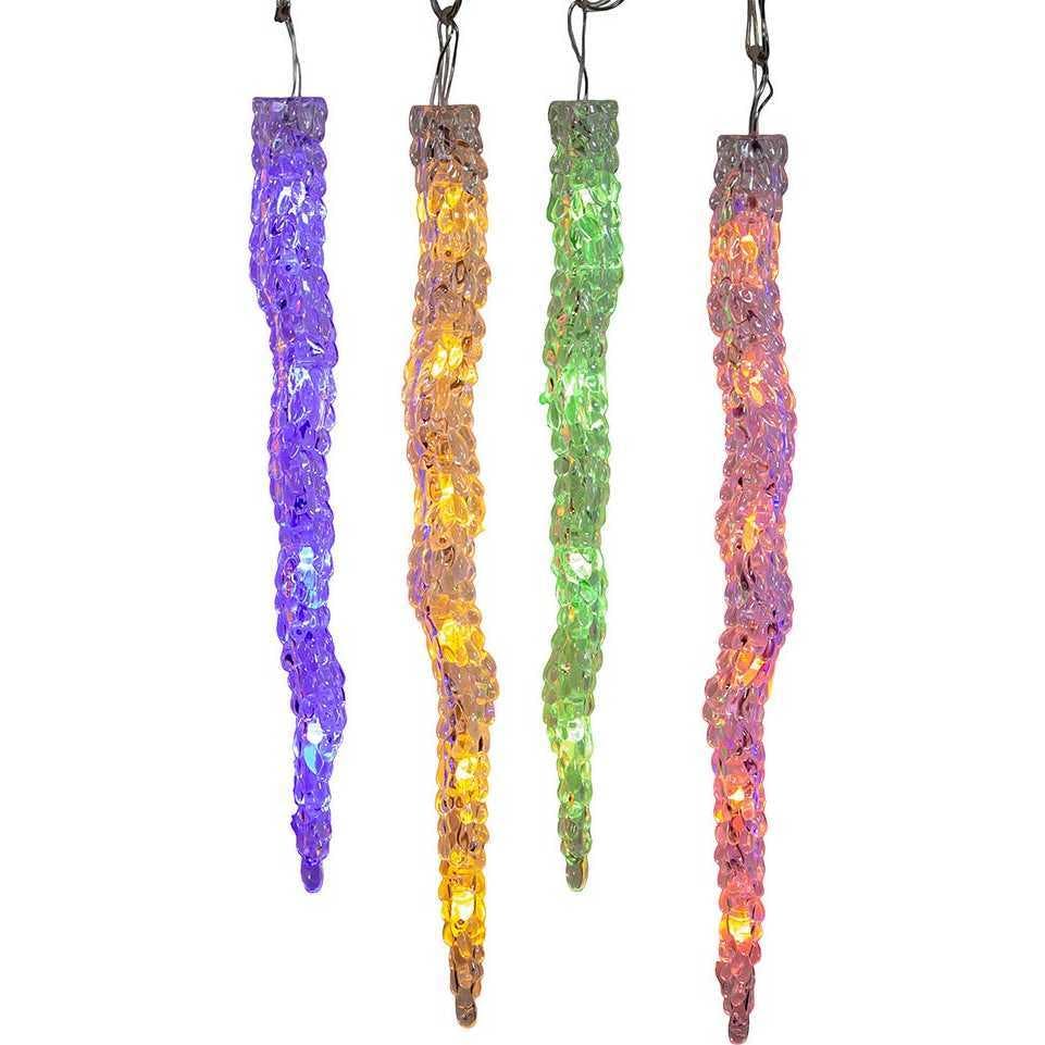 UL 60-Light Dual Color Multicolor/Warm White LED 12-Piece Icicle String Light Set