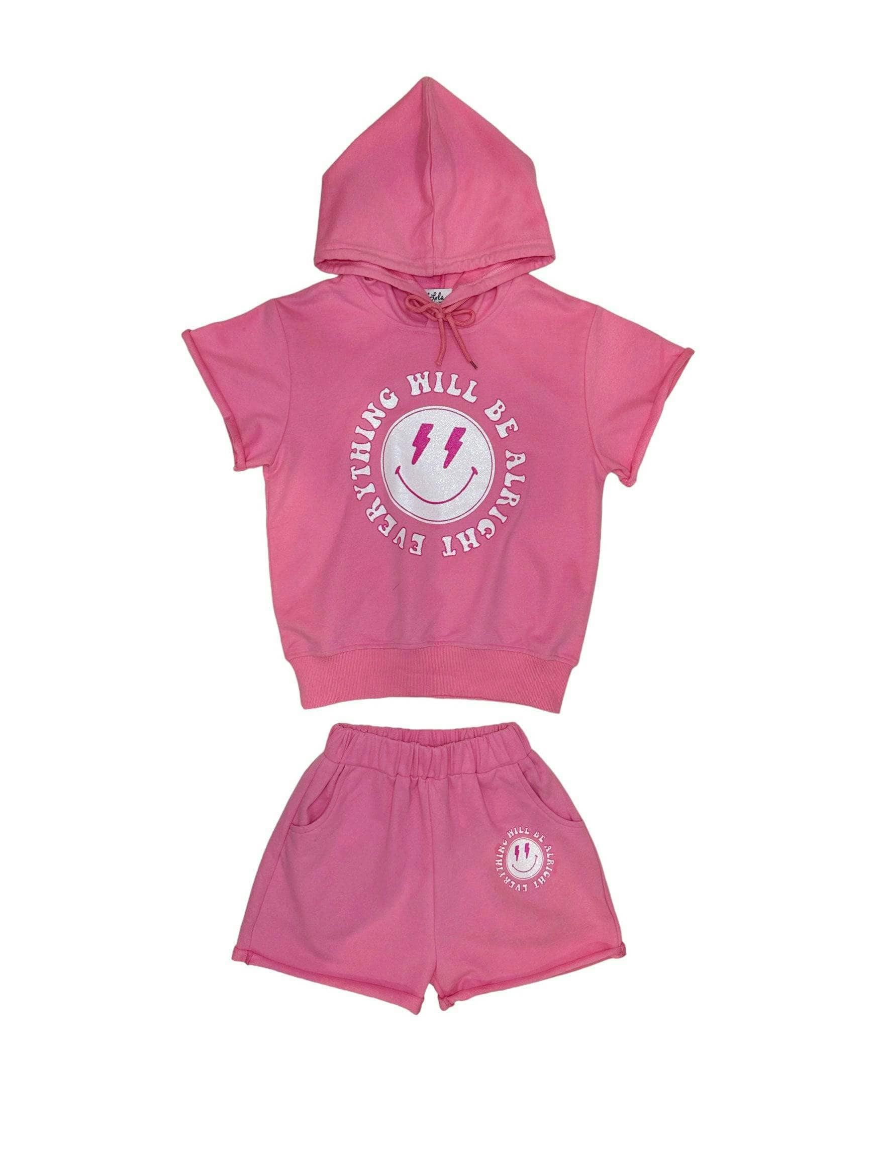 Everything Will Be Alright Print 2-Piece Hooded Tee & Short Set