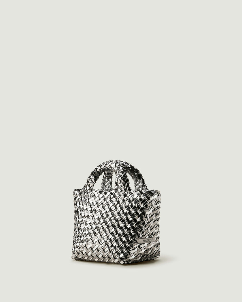 St. Barths Petit Tote Double Weave Metallic | Pewter