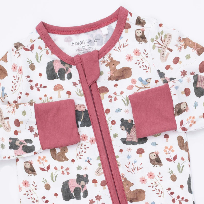 Southern Woodland Animals Pink - Convertible Romper