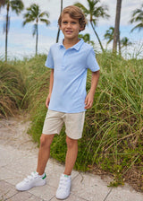Short Sleeve Polo - Light Blue Stripe