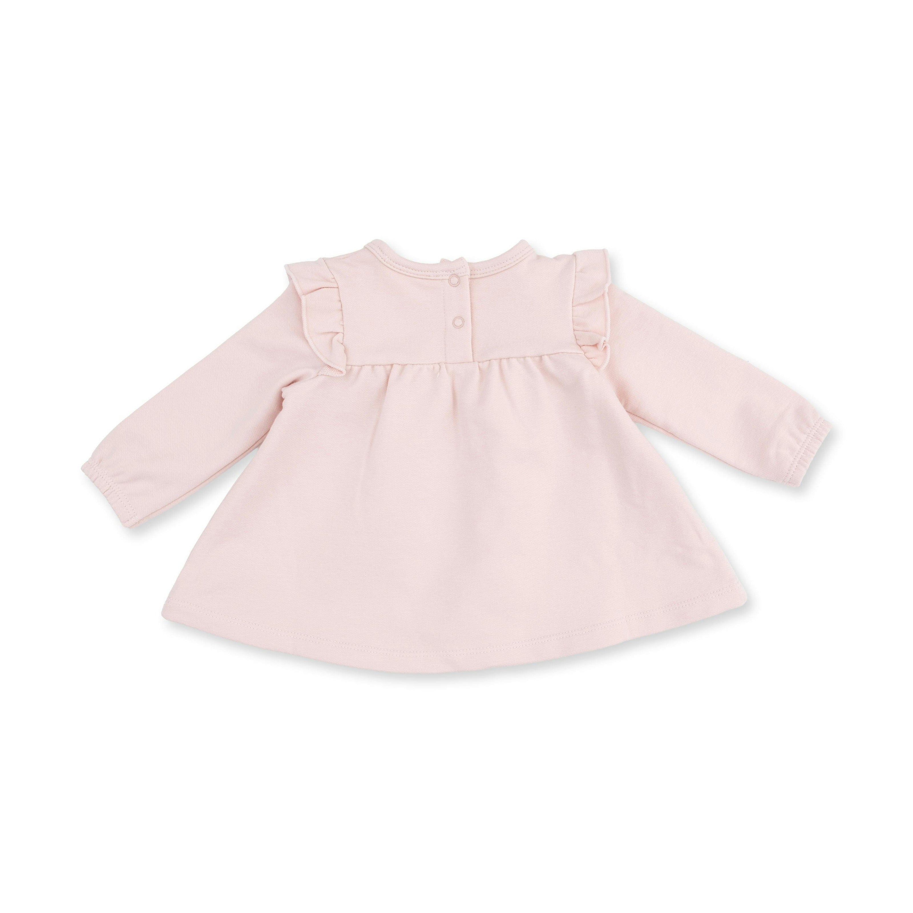 Veiled Pink Bows - Long Sleeve Sweatshirt with Ruffles and Leggings