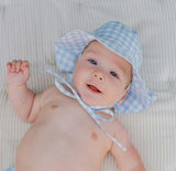 Unisex Baby Oasis Blue Gingham Sun Hat