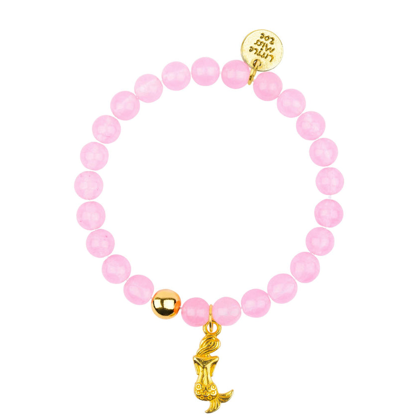 Gemstone Bracelet With Gold Mermaid Charm