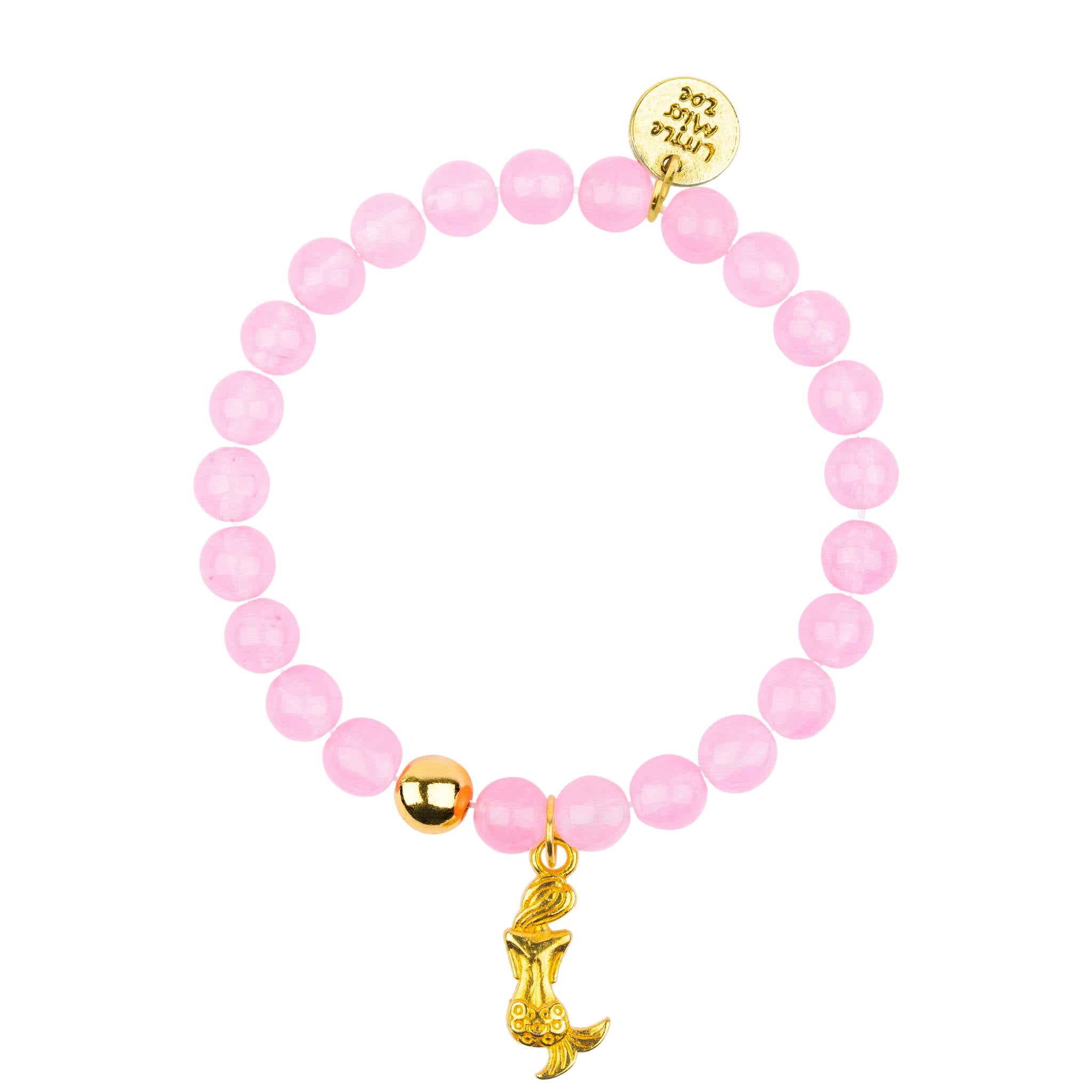Gemstone Bracelet With Gold Mermaid Charm
