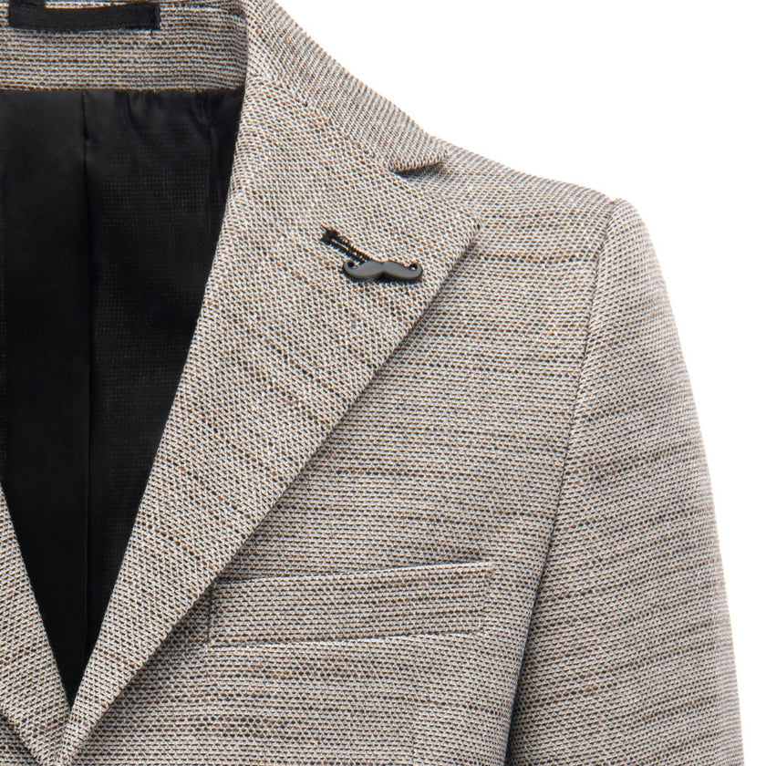 Beige Tweed Peak Lapel Blazer