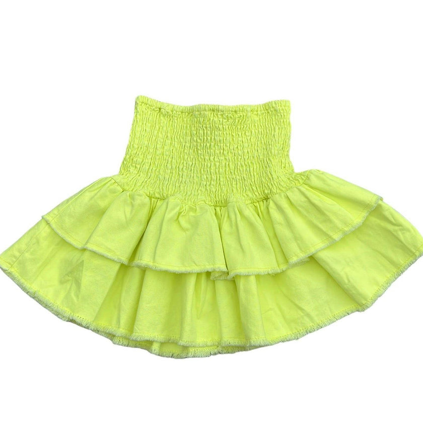 Denim Pink Ruffle Skirt
