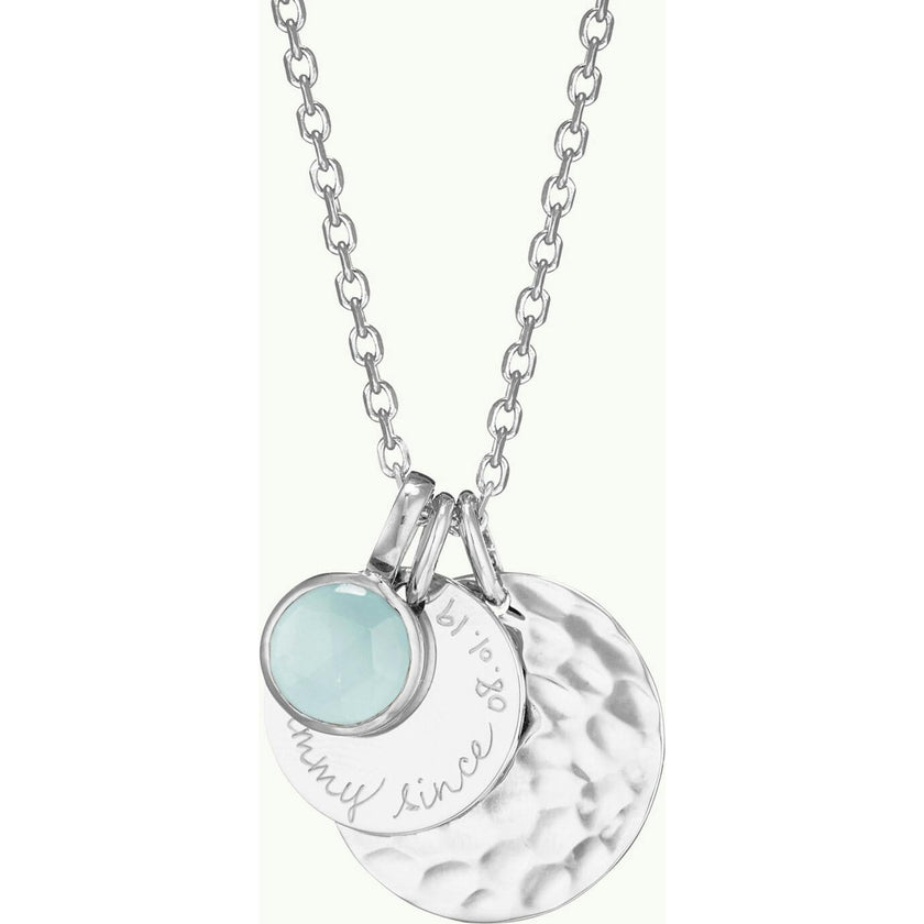Personalized Hammered Double Disc & Birthstone Necklace