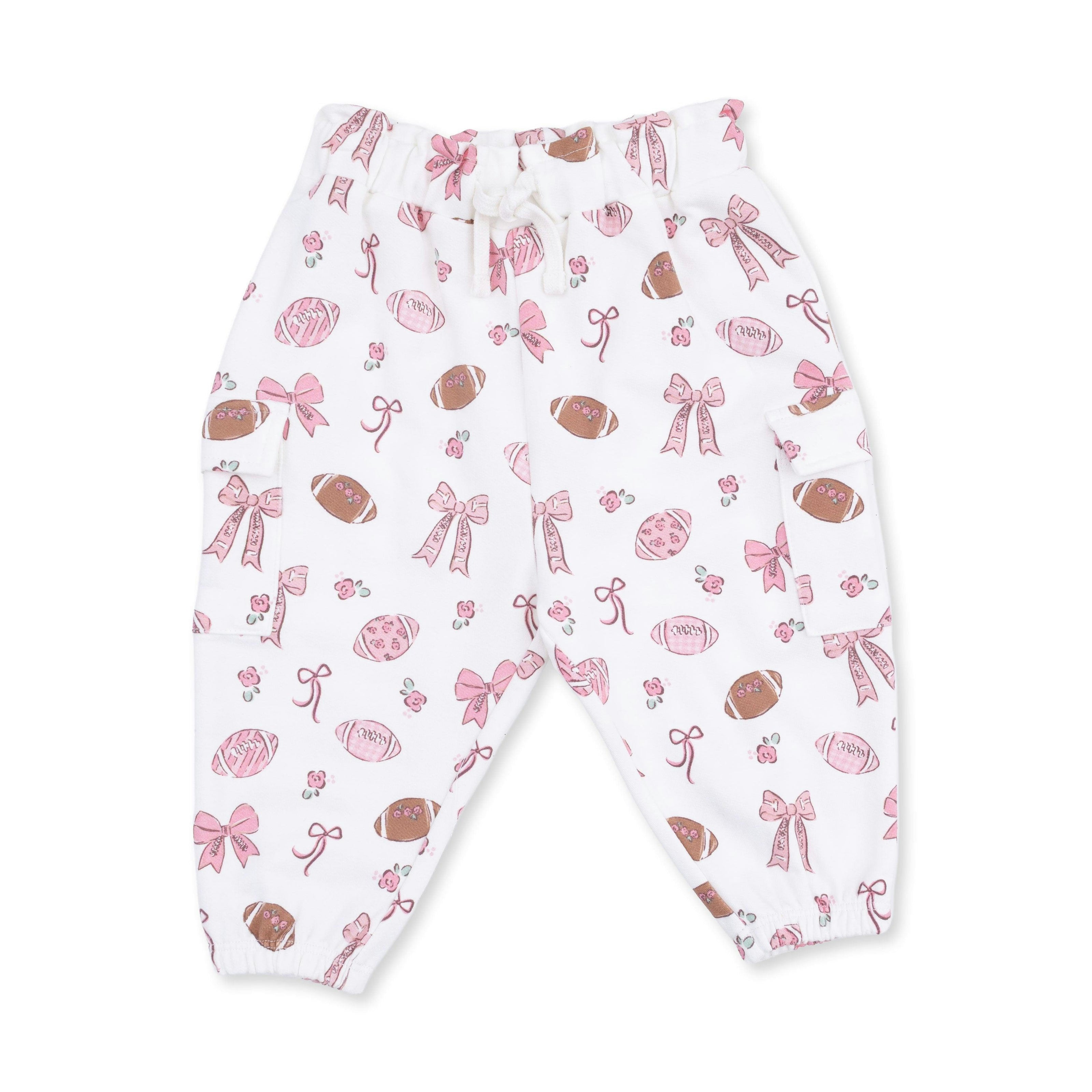 Footballs and Bows - Ruffle Sweatshirt and Fashion Cargo Pants