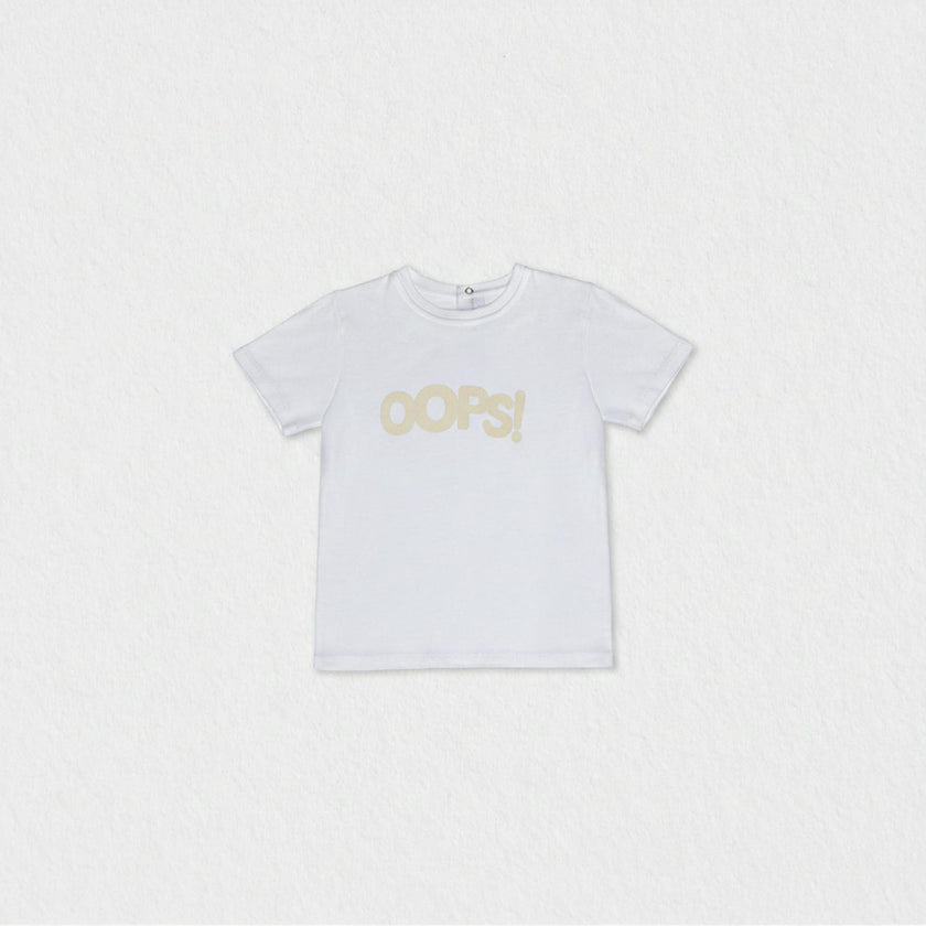 Cederique Baby T-shirt Short Sleeve, White Oops