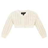 Knit Cropped Pointelle Button Front Cardigan