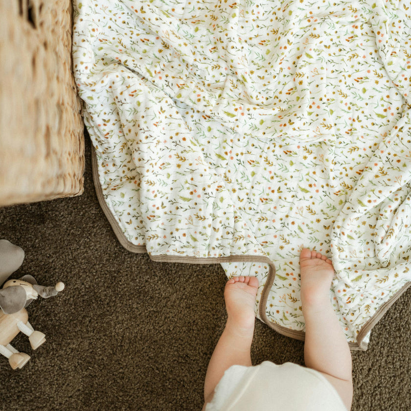 Original Organic Cotton Muslin Quilt - Floral Field